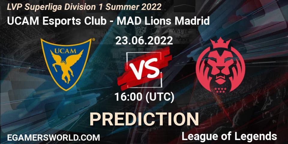 Prognose für das Spiel UCAM Esports Club VS MAD Lions Madrid. 23.06.2022 at 16:00. LoL - LVP Superliga Division 1 Summer 2022