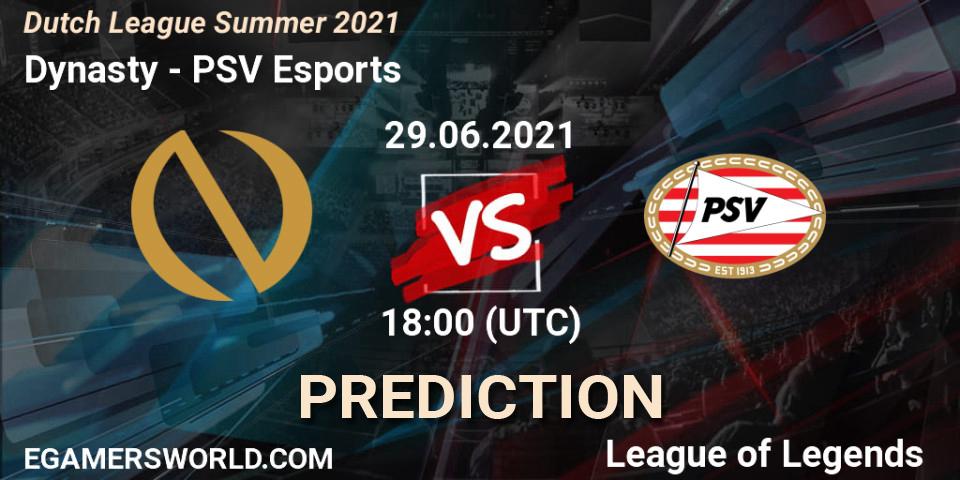 Prognose für das Spiel Dynasty VS PSV Esports. 29.06.2021 at 18:00. LoL - Dutch League Summer 2021