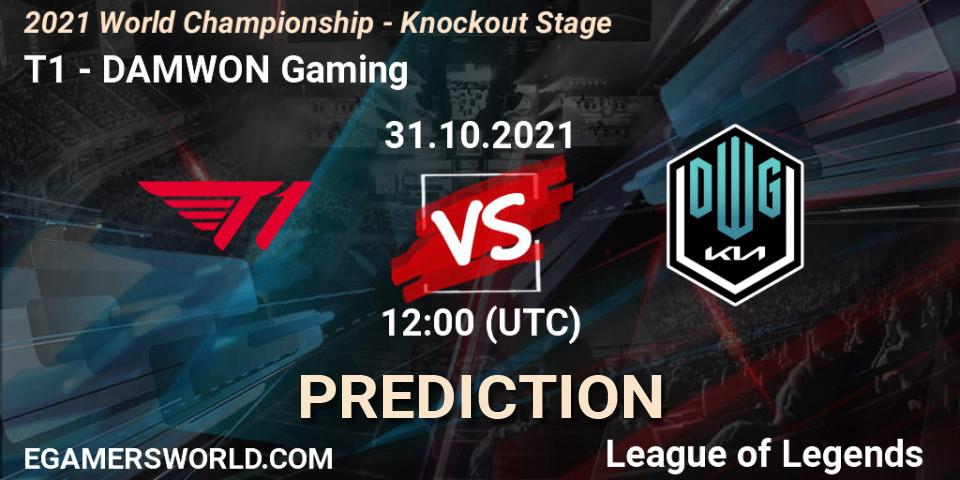 Prognose für das Spiel T1 VS DAMWON Gaming. 30.10.2021 at 12:00. LoL - 2021 World Championship - Knockout Stage