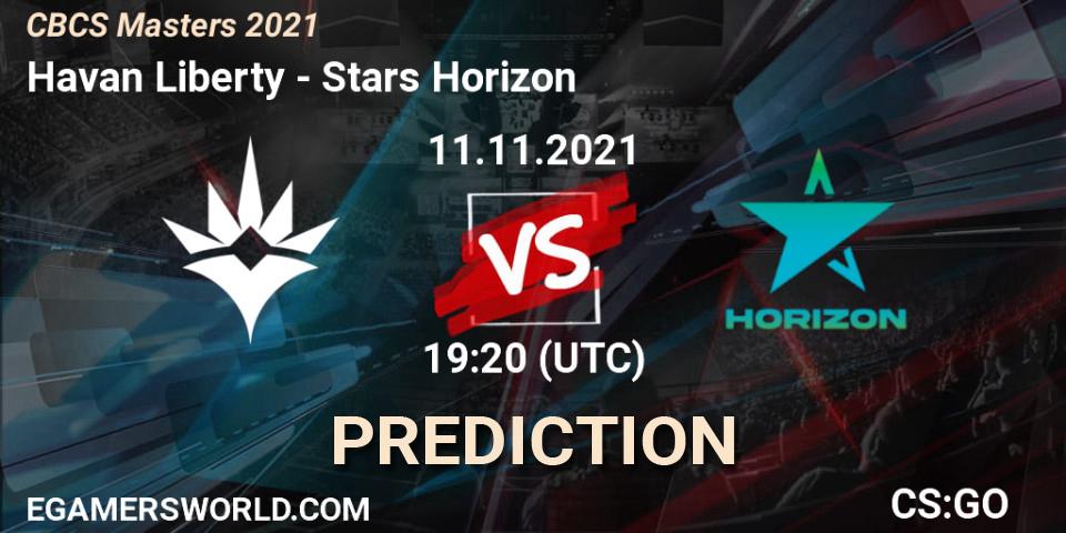 Prognose für das Spiel Havan Liberty VS Stars Horizon. 11.11.2021 at 19:20. Counter-Strike (CS2) - CBCS Masters 2021