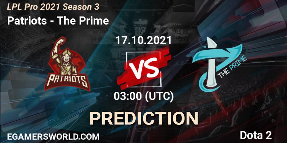 Prognose für das Spiel Patriots VS The Prime. 17.10.21. Dota 2 - LPL Pro 2021 Season 3