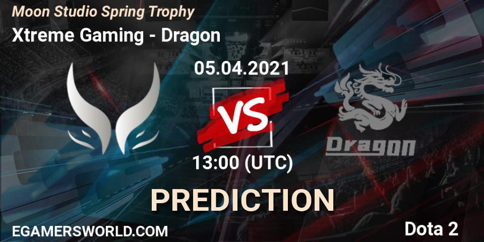 Prognose für das Spiel Xtreme Gaming VS Dragon. 05.04.2021 at 08:05. Dota 2 - Moon Studio Spring Trophy