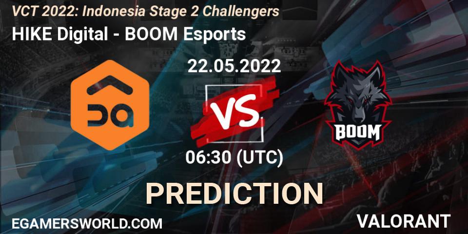 Prognose für das Spiel HIKE Digital VS BOOM Esports. 22.05.2022 at 07:30. VALORANT - VCT 2022: Indonesia Stage 2 Challengers