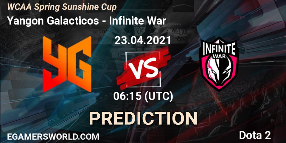 Prognose für das Spiel Yangon Galacticos VS Infinite War. 23.04.2021 at 06:21. Dota 2 - WCAA Spring Sunshine Cup