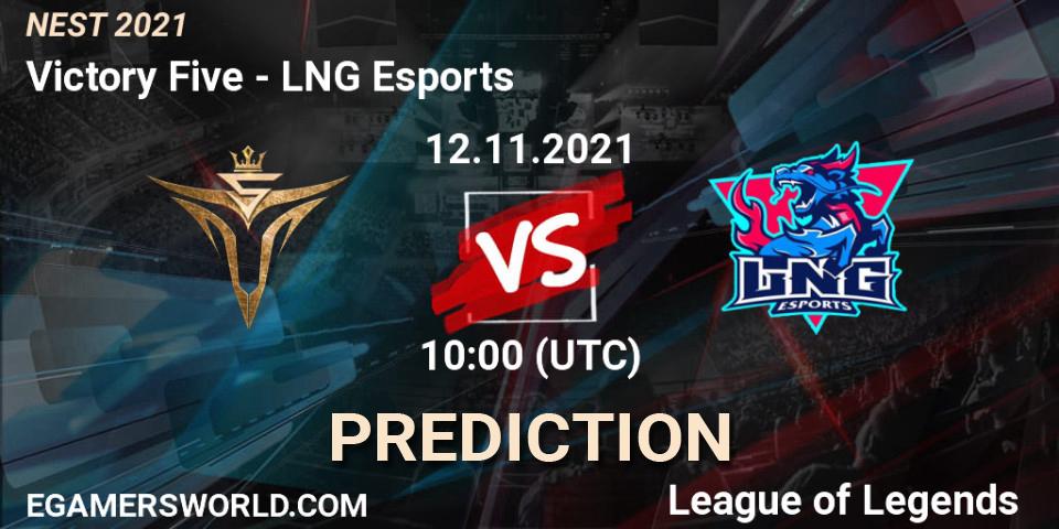 Prognose für das Spiel LNG Esports VS Victory Five. 16.11.21. LoL - NEST 2021
