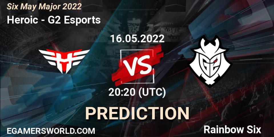 Prognose für das Spiel Heroic VS G2 Esports. 16.05.2022 at 20:20. Rainbow Six - Six Charlotte Major 2022