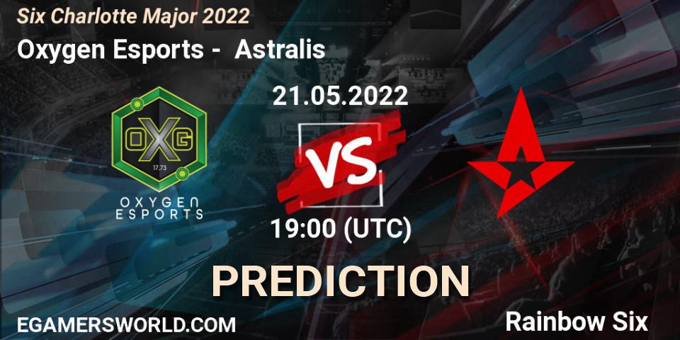 Prognose für das Spiel Oxygen Esports VS Astralis. 21.05.2022 at 19:00. Rainbow Six - Six Charlotte Major 2022