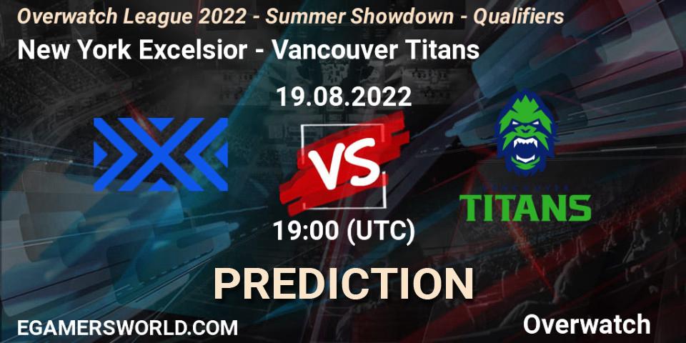 Prognose für das Spiel New York Excelsior VS Vancouver Titans. 19.08.22. Overwatch - Overwatch League 2022 - Summer Showdown - Qualifiers