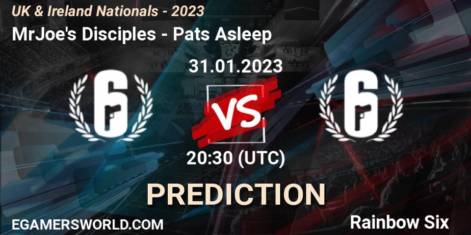 Prognose für das Spiel MrJoe's Disciples VS Pats Asleep. 31.01.2023 at 19:15. Rainbow Six - UK & Ireland Nationals - 2023