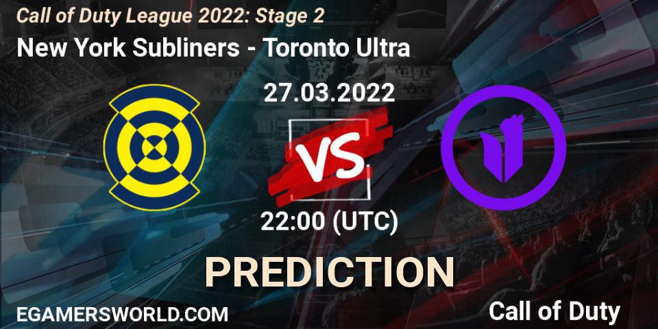 Prognose für das Spiel New York Subliners VS Toronto Ultra. 27.03.22. Call of Duty - Call of Duty League 2022: Stage 2
