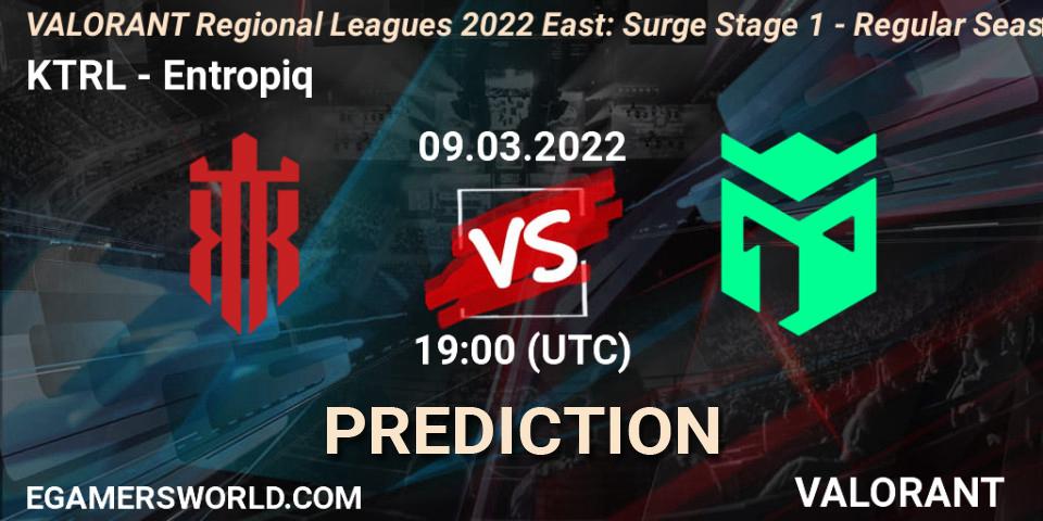 Prognose für das Spiel KTRL VS Entropiq. 09.03.2022 at 19:00. VALORANT - VALORANT Regional Leagues 2022 East: Surge Stage 1 - Regular Season