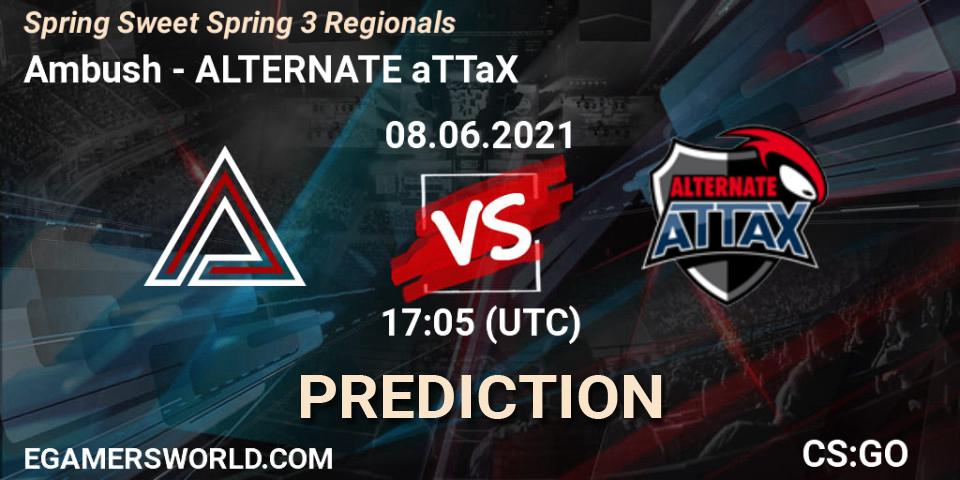Prognose für das Spiel Ambush VS ALTERNATE aTTaX. 08.06.21. CS2 (CS:GO) - Spring Sweet Spring 3 Regionals