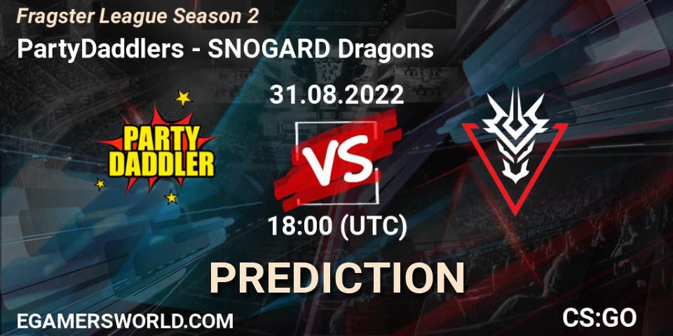 Prognose für das Spiel PartyDaddlers VS SNOGARD Dragons. 31.08.2022 at 18:00. Counter-Strike (CS2) - Fragster League Season 2
