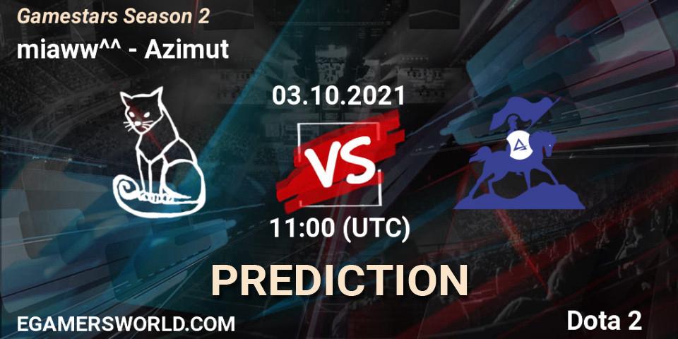 Prognose für das Spiel miaww^^ VS Azimut. 03.10.2021 at 11:02. Dota 2 - Gamestars Season 2