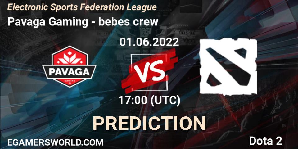 Prognose für das Spiel Pavaga Gaming VS bebes crew. 01.06.2022 at 17:00. Dota 2 - Electronic Sports Federation League
