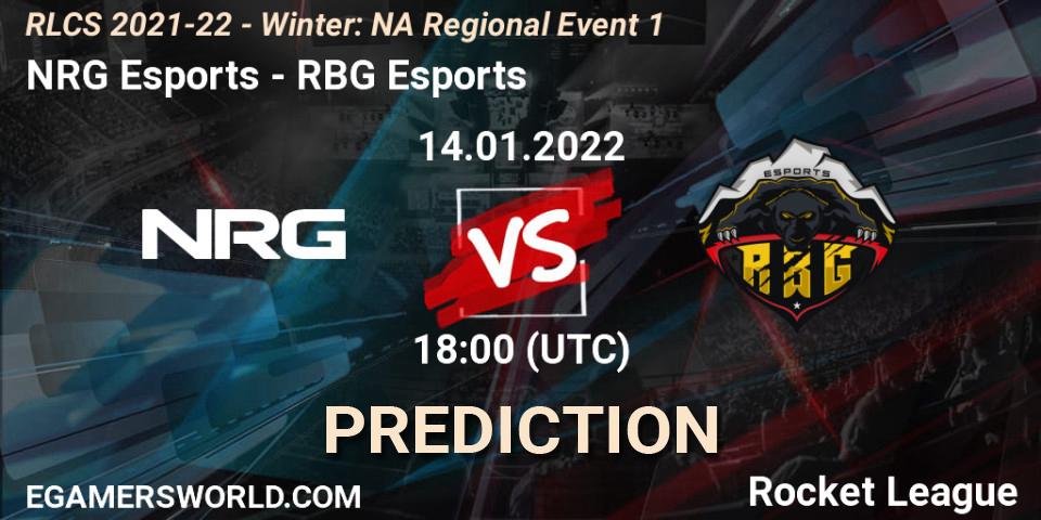 Prognose für das Spiel NRG Esports VS RBG Esports. 14.01.22. Rocket League - RLCS 2021-22 - Winter: NA Regional Event 1