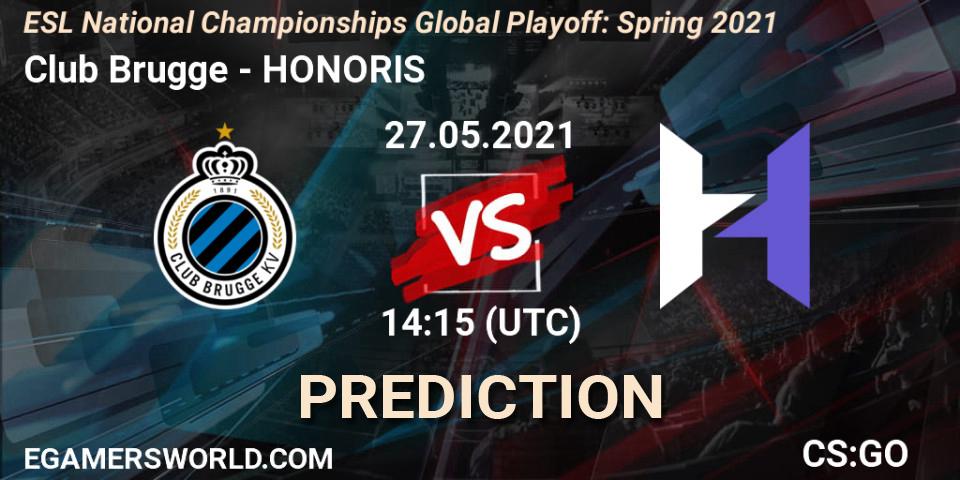 Prognose für das Spiel Club Brugge VS HONORIS. 27.05.21. CS2 (CS:GO) - ESL National Championships Global Playoff: Spring 2021