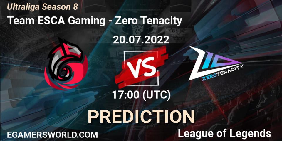 Prognose für das Spiel Team ESCA Gaming VS Zero Tenacity. 20.07.2022 at 17:00. LoL - Ultraliga Season 8