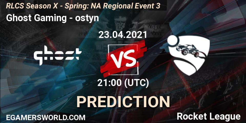Prognose für das Spiel Ghost Gaming VS ostyn. 23.04.2021 at 20:40. Rocket League - RLCS Season X - Spring: NA Regional Event 3