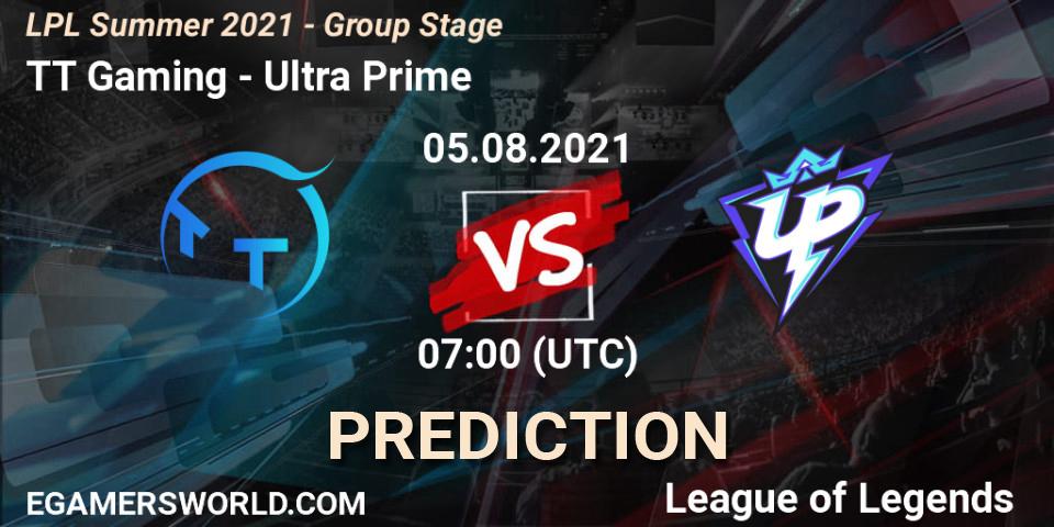 Prognose für das Spiel TT Gaming VS Ultra Prime. 05.08.21. LoL - LPL Summer 2021 - Group Stage