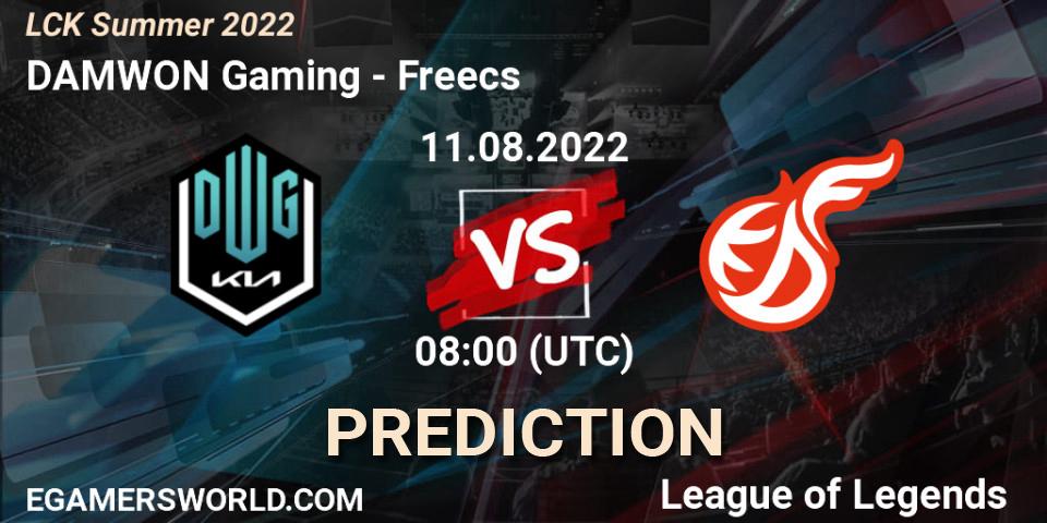 Prognose für das Spiel DAMWON Gaming VS Freecs. 11.08.2022 at 08:00. LoL - LCK Summer 2022