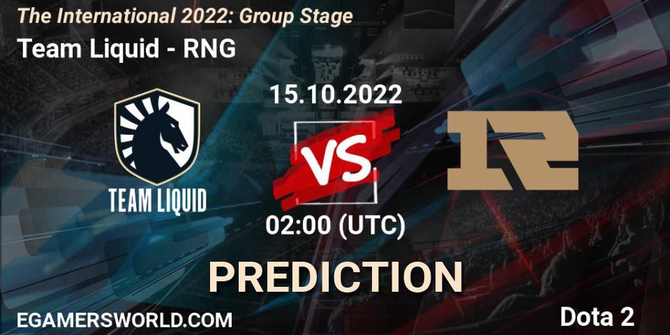 Prognose für das Spiel Team Liquid VS RNG. 15.10.22. Dota 2 - The International 2022: Group Stage