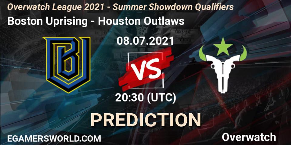 Prognose für das Spiel Boston Uprising VS Houston Outlaws. 08.07.21. Overwatch - Overwatch League 2021 - Summer Showdown Qualifiers