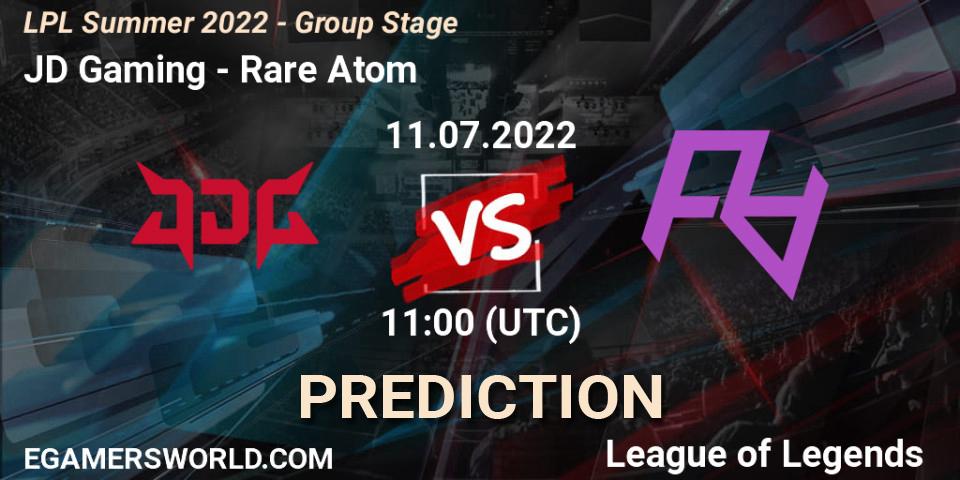 Prognose für das Spiel JD Gaming VS Rare Atom. 11.07.2022 at 11:00. LoL - LPL Summer 2022 - Group Stage