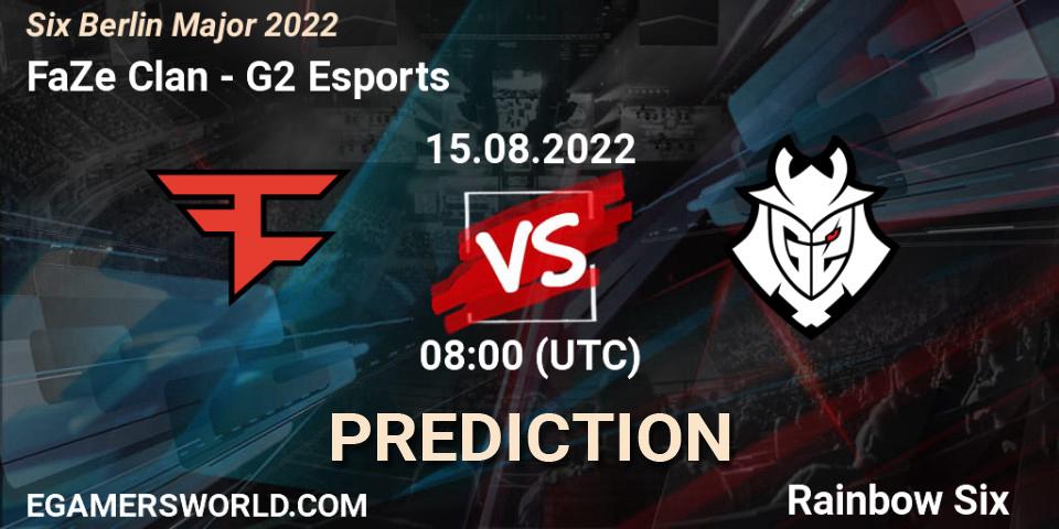 Prognose für das Spiel G2 Esports VS FaZe Clan. 17.08.22. Rainbow Six - Six Berlin Major 2022