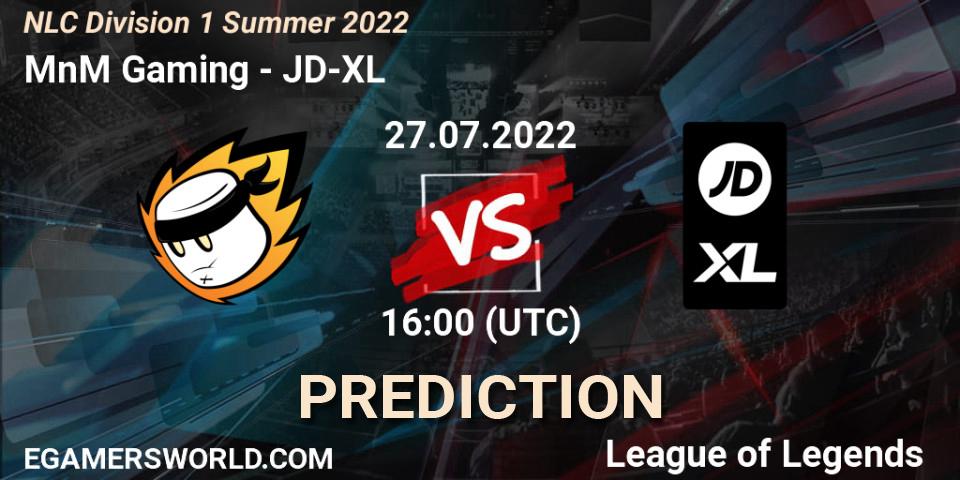 Prognose für das Spiel MnM Gaming VS JD-XL. 27.07.2022 at 16:00. LoL - NLC Division 1 Summer 2022
