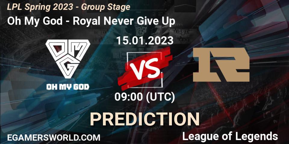 Prognose für das Spiel Oh My God VS Royal Never Give Up. 15.01.23. LoL - LPL Spring 2023 - Group Stage
