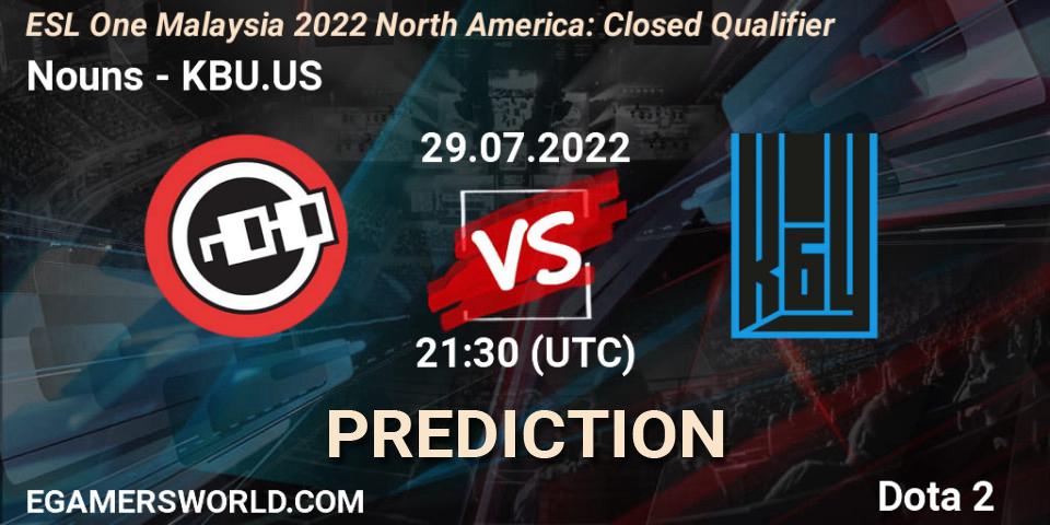 Prognose für das Spiel Nouns VS KBU.US. 29.07.2022 at 21:34. Dota 2 - ESL One Malaysia 2022 North America: Closed Qualifier