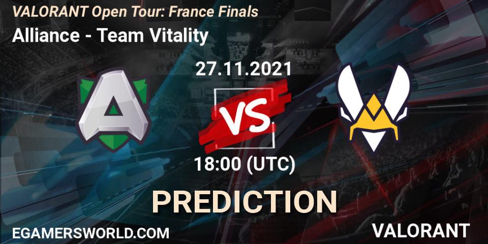 Prognose für das Spiel Alliance VS Team Vitality. 27.11.2021 at 18:00. VALORANT - VALORANT Open Tour: France Finals