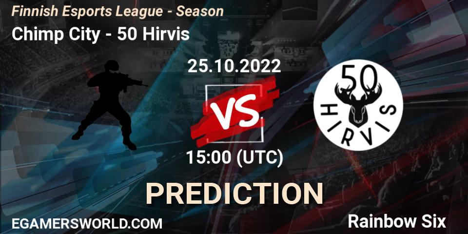 Prognose für das Spiel Chimp City VS 50 Hirvis. 26.10.2022 at 18:00. Rainbow Six - Finnish Esports League - Season 