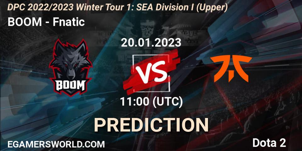 Prognose für das Spiel BOOM VS Fnatic. 20.01.23. Dota 2 - DPC 2022/2023 Winter Tour 1: SEA Division I (Upper)