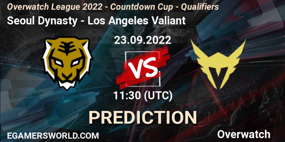 Prognose für das Spiel Seoul Dynasty VS Los Angeles Valiant. 23.09.2022 at 11:30. Overwatch - Overwatch League 2022 - Countdown Cup - Qualifiers
