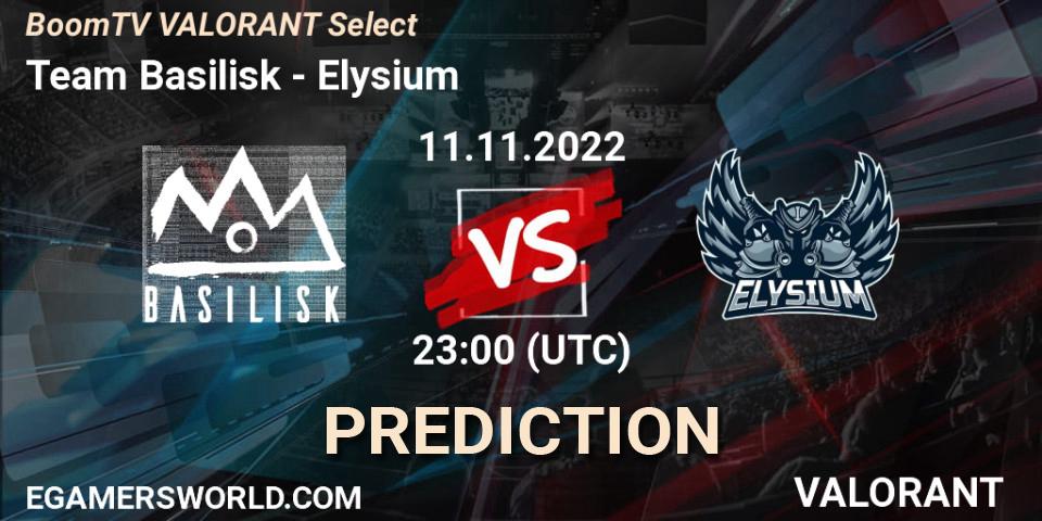 Prognose für das Spiel Team Basilisk VS Elysium. 11.11.2022 at 23:00. VALORANT - BoomTV VALORANT Select
