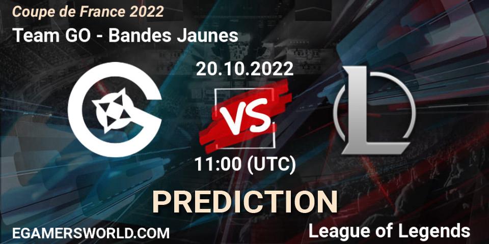 Prognose für das Spiel Team GO VS Bandes Jaunes. 20.10.2022 at 11:00. LoL - Coupe de France 2022