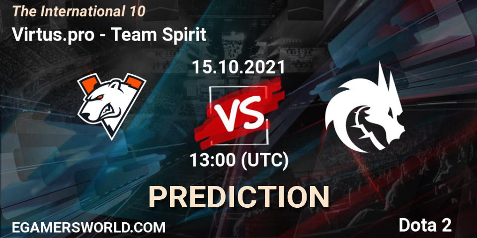 Prognose für das Spiel Virtus.pro VS Team Spirit. 15.10.2021 at 13:14. Dota 2 - The Internationa 2021