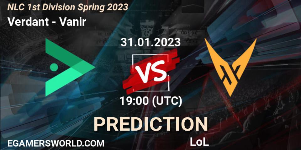 Prognose für das Spiel Verdant VS Vanir. 31.01.23. LoL - NLC 1st Division Spring 2023