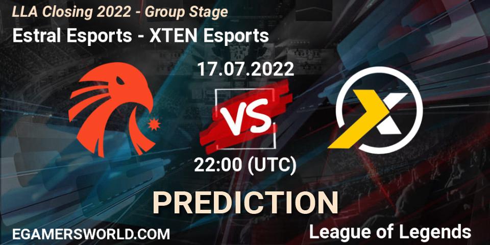 Prognose für das Spiel Estral Esports VS XTEN Esports. 17.07.22. LoL - LLA Closing 2022 - Group Stage
