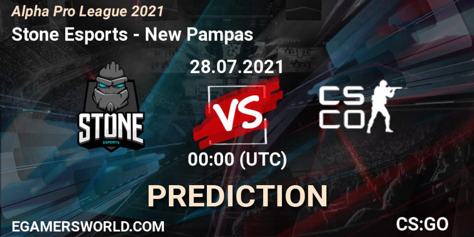 Prognose für das Spiel Stone Esports VS New Pampas. 28.07.2021 at 00:00. Counter-Strike (CS2) - Alpha Pro League 2021