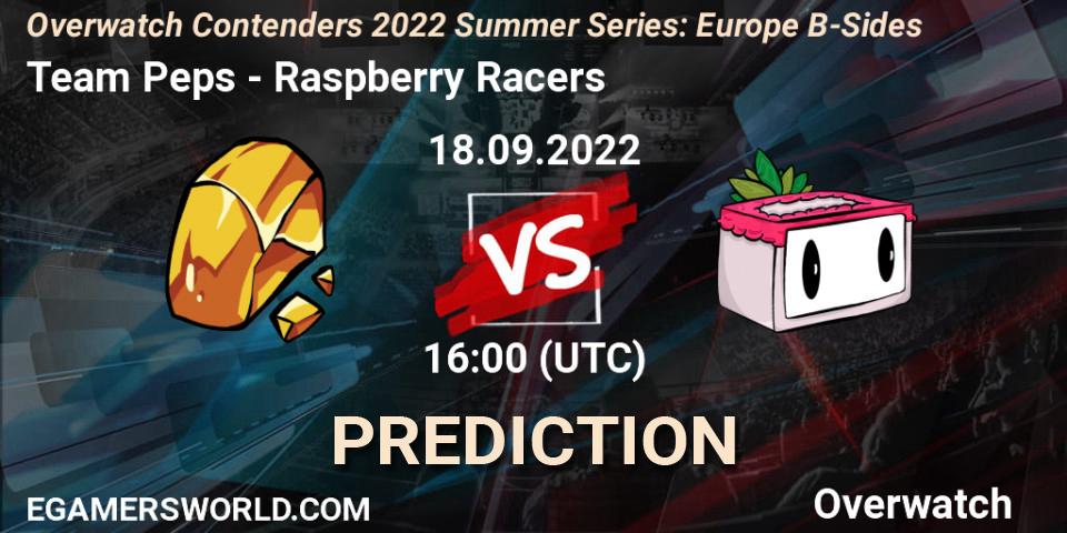 Prognose für das Spiel Team Peps VS Raspberry Racers. 18.09.2022 at 16:00. Overwatch - Overwatch Contenders 2022 Summer Series: Europe B-Sides