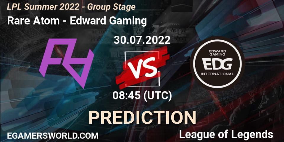 Prognose für das Spiel Rare Atom VS Edward Gaming. 30.07.22. LoL - LPL Summer 2022 - Group Stage