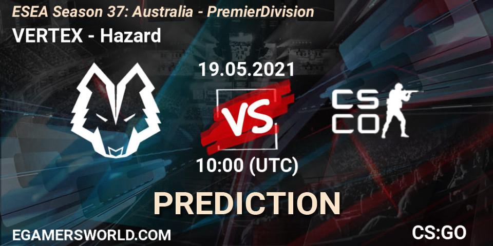 Prognose für das Spiel VERTEX VS Hazard. 19.05.2021 at 10:00. Counter-Strike (CS2) - ESEA Season 37: Australia - Premier Division