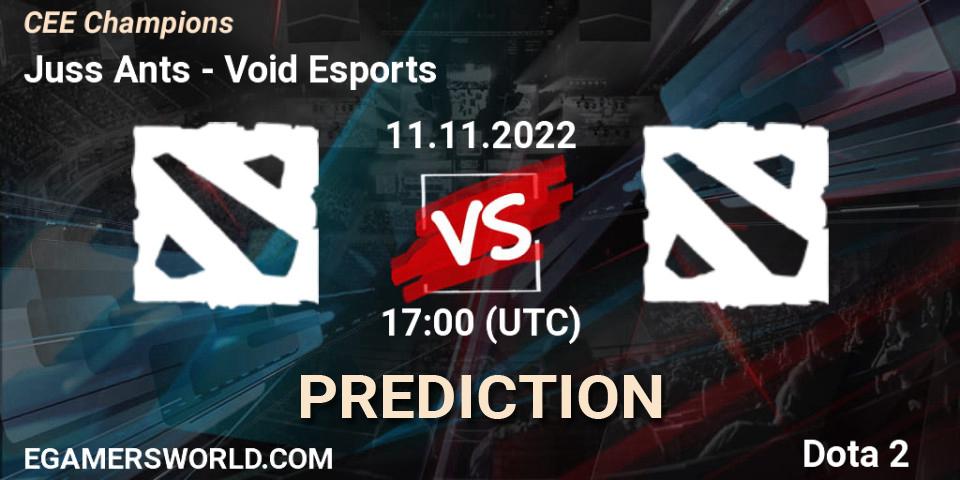 Prognose für das Spiel Juss Ants VS Void Esports. 11.11.2022 at 17:00. Dota 2 - CEE Champions