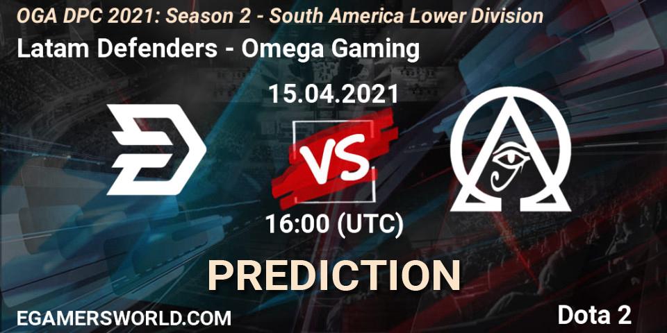Prognose für das Spiel Latam Defenders VS Omega Gaming. 15.04.2021 at 16:01. Dota 2 - OGA DPC 2021: Season 2 - South America Lower Division 