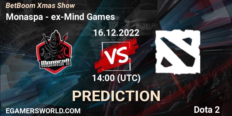 Prognose für das Spiel Monaspa VS YNT. 16.12.2022 at 14:30. Dota 2 - BetBoom Xmas Show