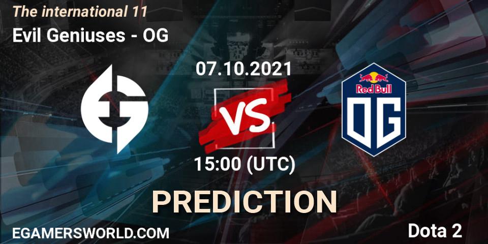 Prognose für das Spiel Evil Geniuses VS OG. 09.10.2021 at 07:00. Dota 2 - The Internationa 2021