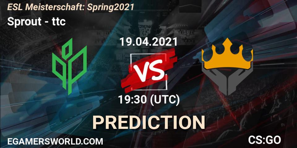 Prognose für das Spiel Sprout VS ttc. 19.04.2021 at 19:30. Counter-Strike (CS2) - ESL Meisterschaft: Spring 2021